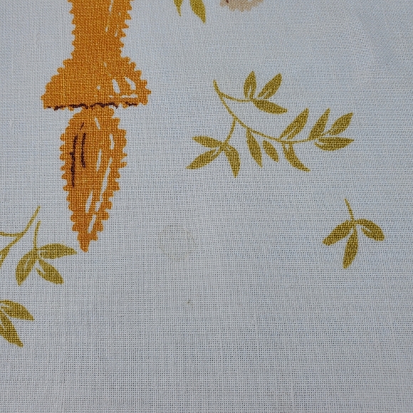 Picnic Basket Jars Vegetables Tablecloth Beige Orange Vintage 67"x52" Rectangle - Picture 9 of 9